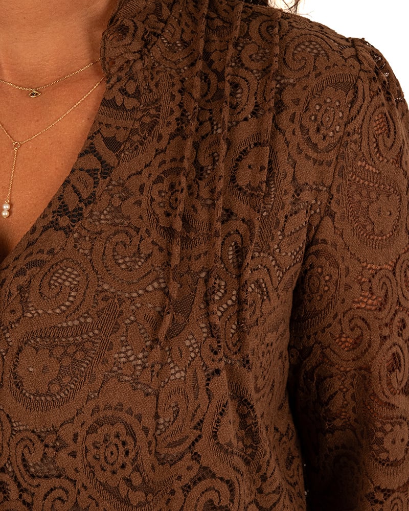 Bruine kanten blouse van Kilky - Afbeelding 4