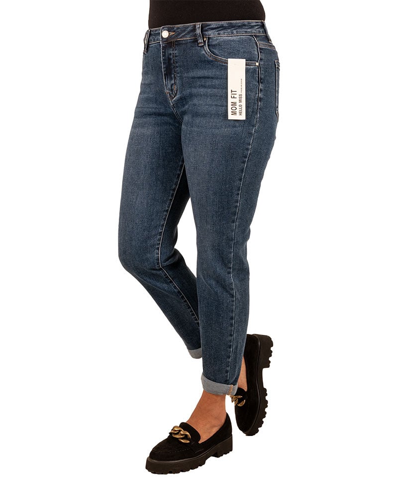 Blue high waist mom jeans van Hello Miss - Afbeelding 2