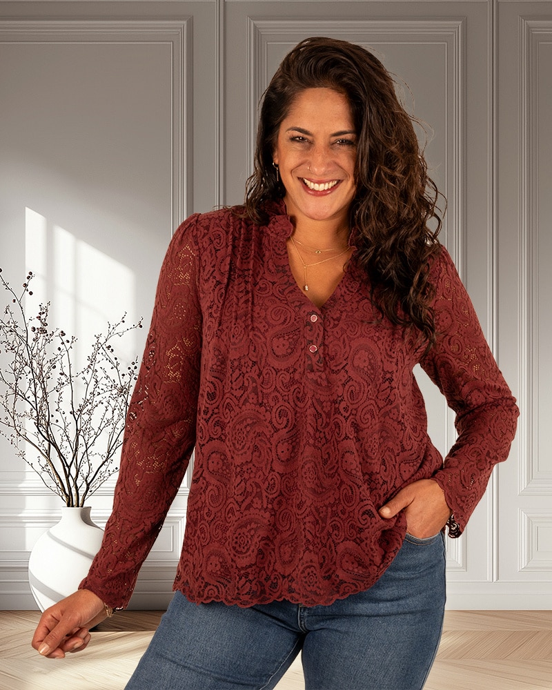 Bordeaux kanten blouse van Kilky