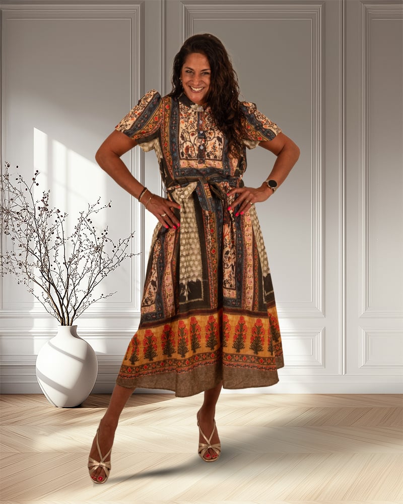 Patchwork print jurk van Forza