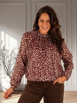 Bordeaux/beige print ballontop van El-Vita