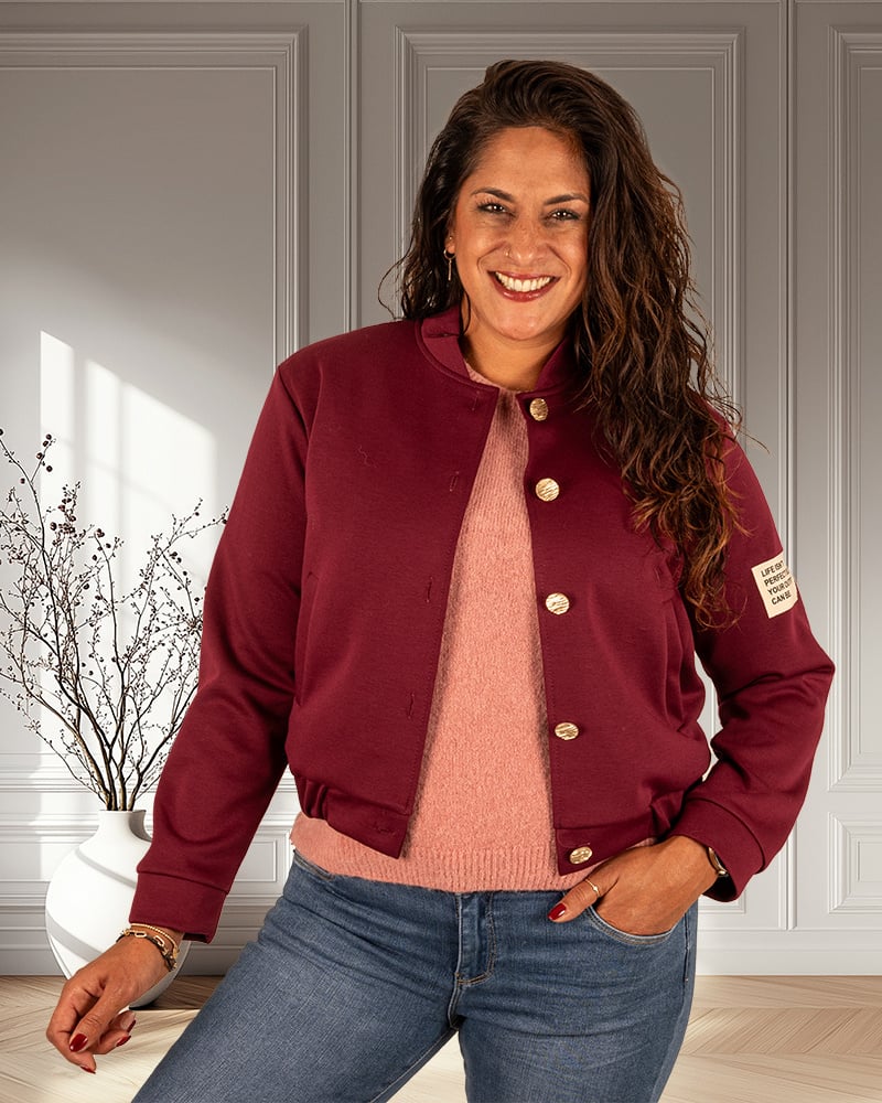 Oudroze gebreide trui met korte mouw van El-Vita - Afbeelding 4