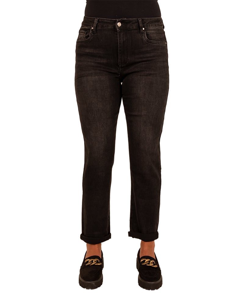 Zwarte high waist mom jeans van Hello Miss - Afbeelding 4