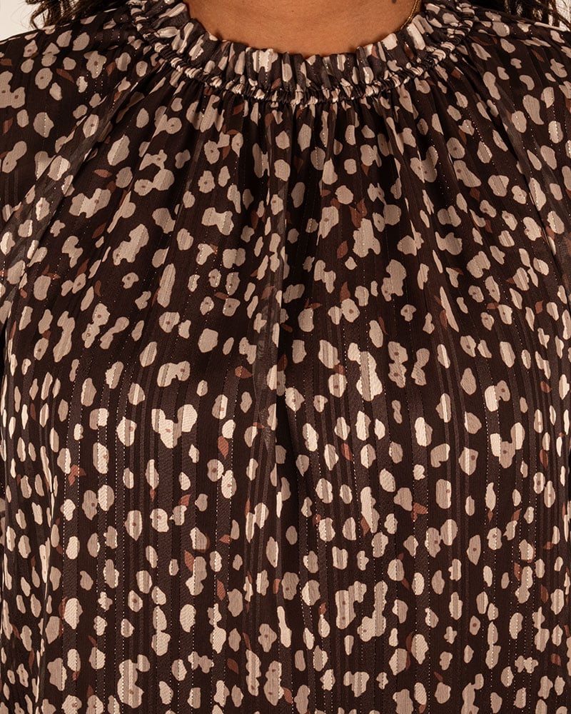 Bruin/beige print ballontop van El-Vita - Afbeelding 4