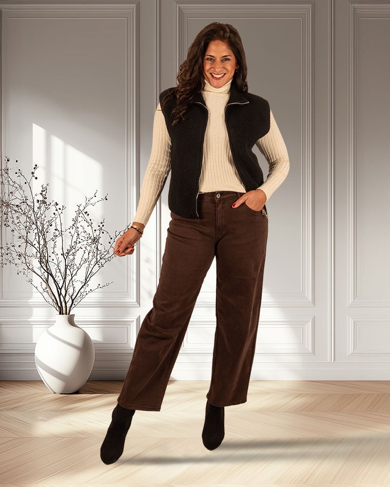 Beige glitter trui met col van Gemma Ricceri - Afbeelding 2