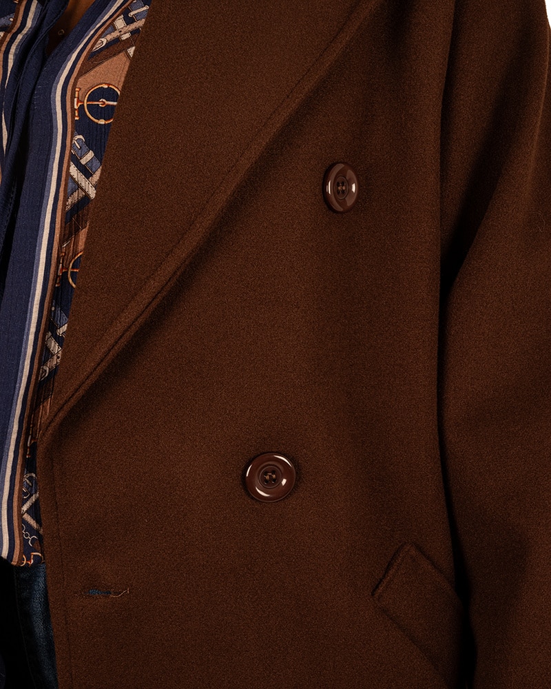 Bruine lange jas van El-Vita - Afbeelding 4