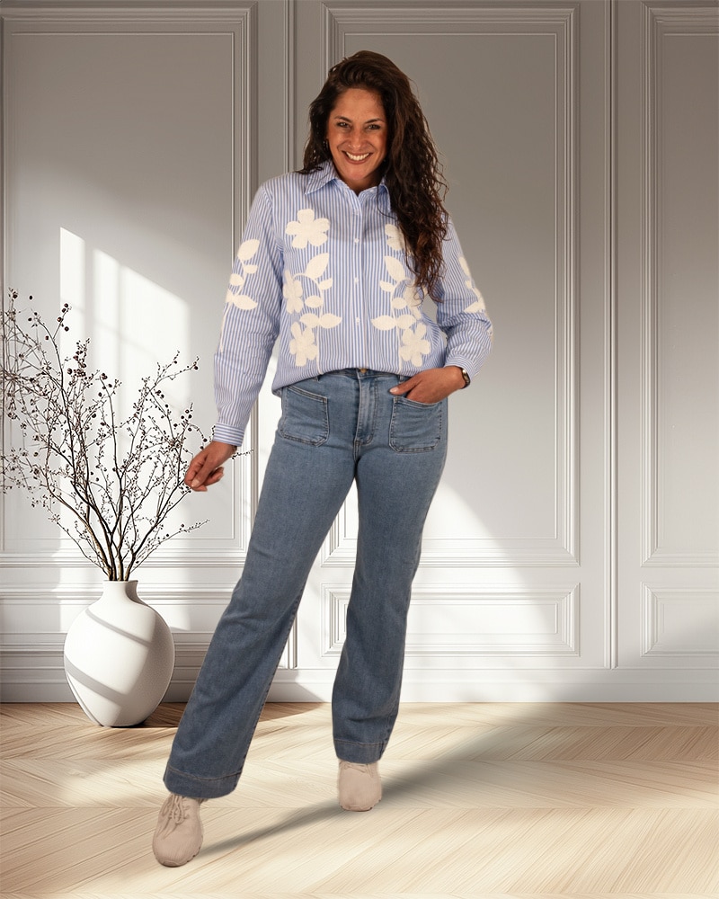 Light blue flared jeans van Folyrose - Afbeelding 6