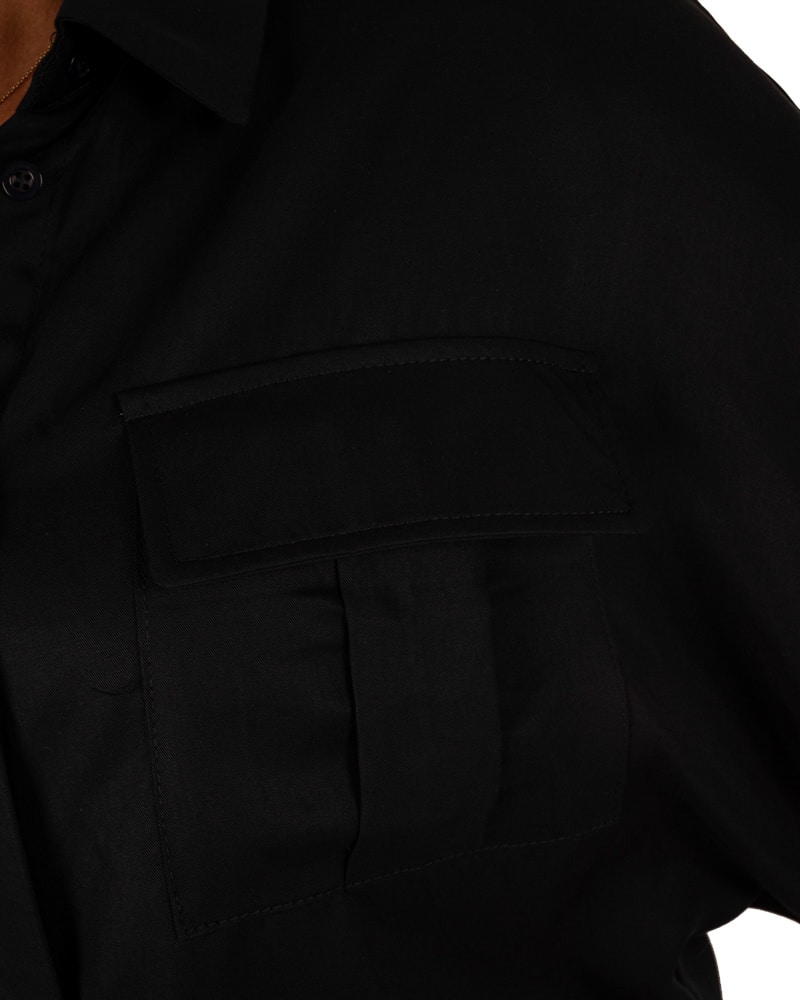 Donkerblauwe tencel blouse  van Vanto - Afbeelding 4