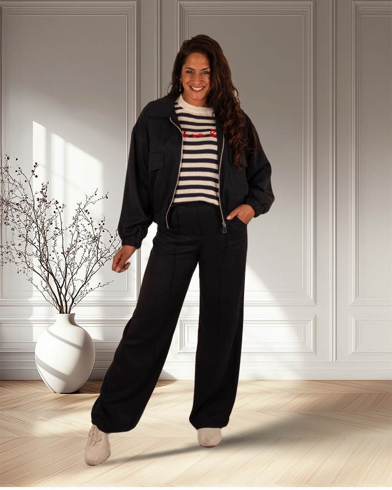 Donkerblauwe tencel bomberjack van Barcode - Afbeelding 2