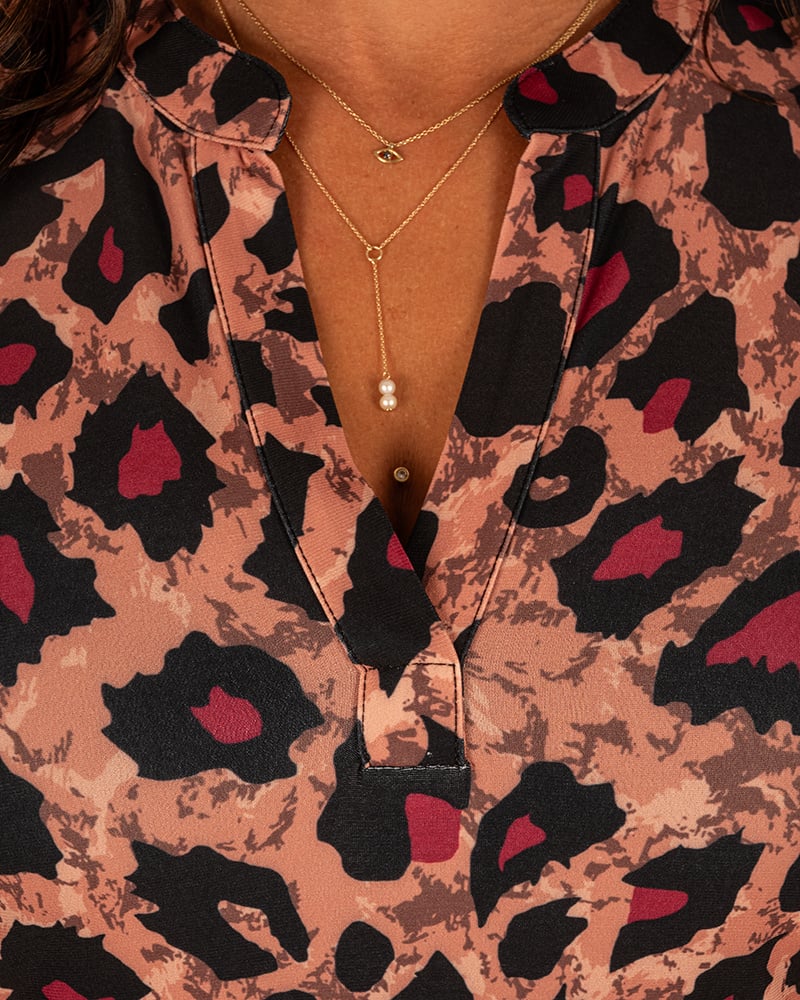 Roest/panterprint travelstof jurk/tuniek van Angelle Milan - Afbeelding 4