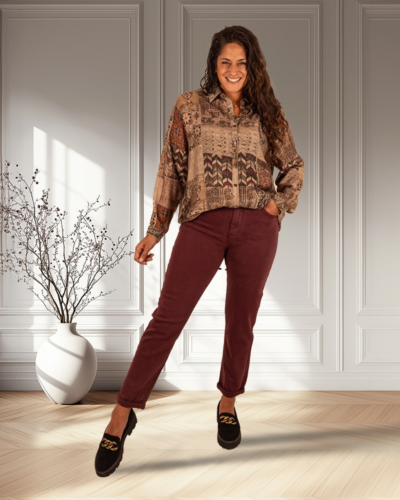 Bordeaux high waist mom jeans van Sarah John