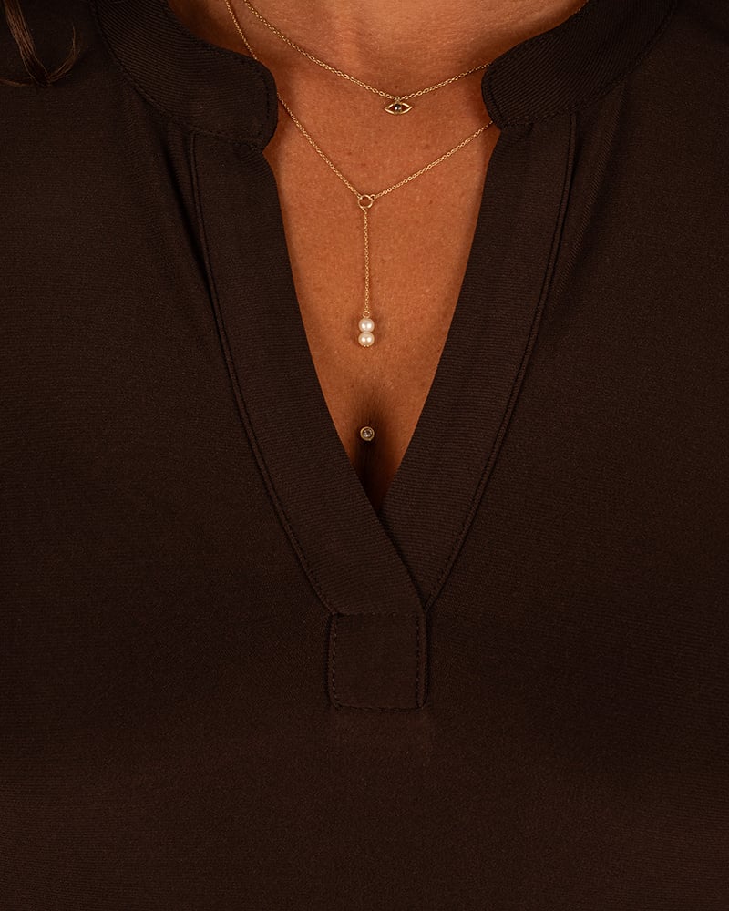 Donkerbruine travelstof jurk/tuniek van Angelle Milan - Afbeelding 4