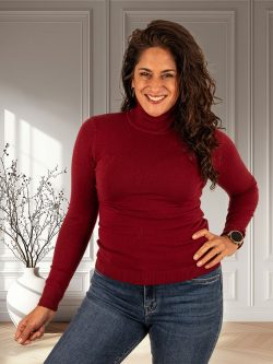 Bordeaux fijngebreide trui met col van Extra Me