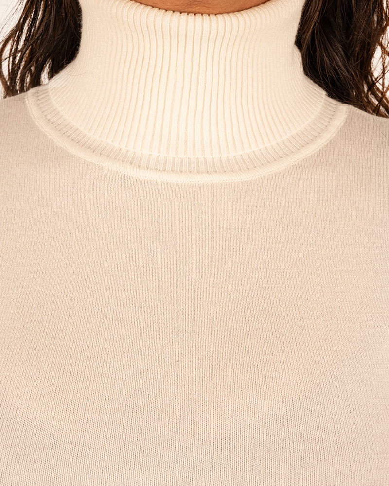 Ecru fijngebreide trui met col van Extra Me - Afbeelding 2