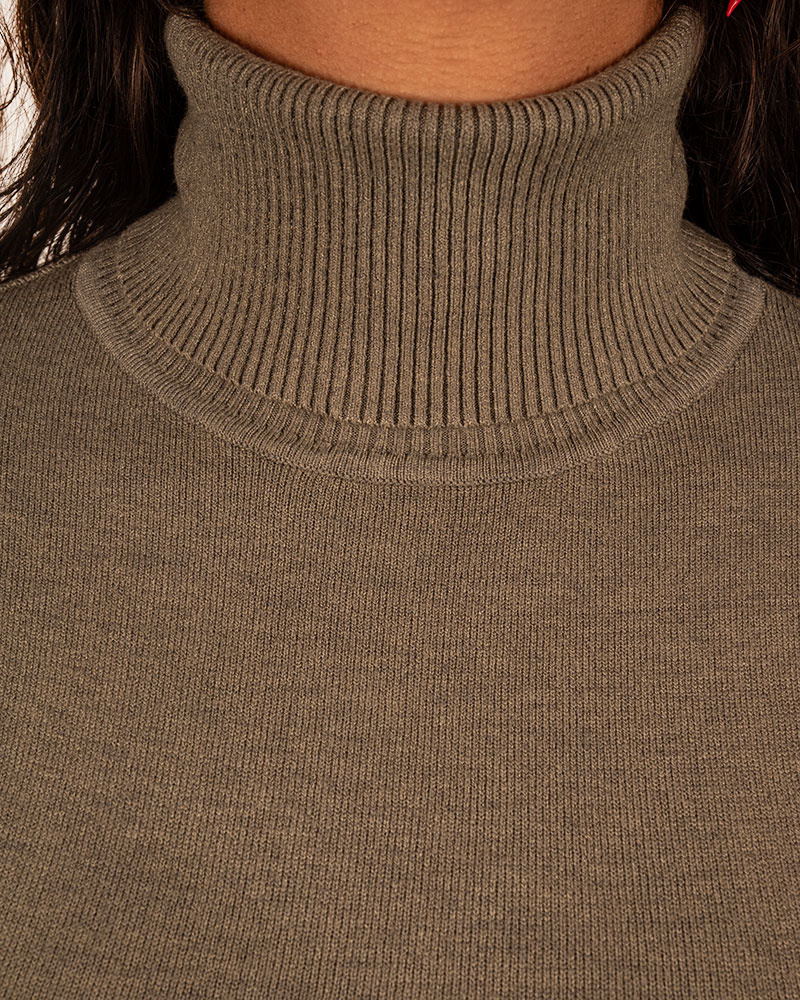 Legergroene fijngebreide trui met col van Extra Me - Afbeelding 2