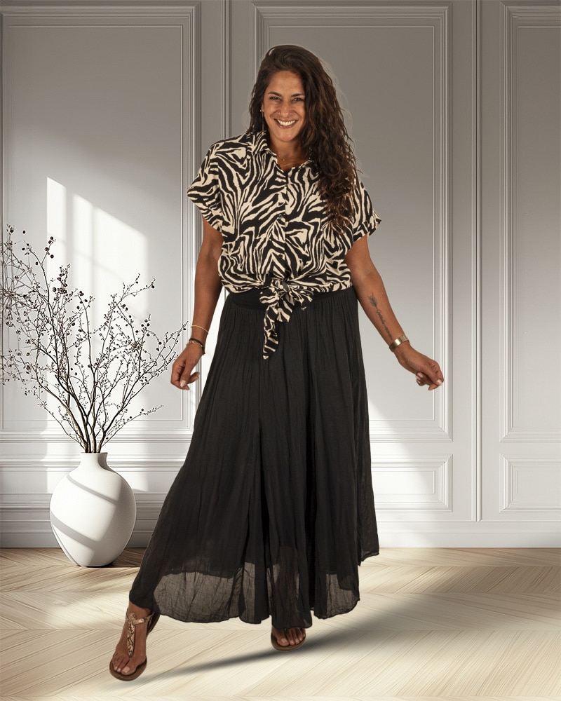 Beige/zwart zebraprint blouse van Gemma Ricceri - Afbeelding 2