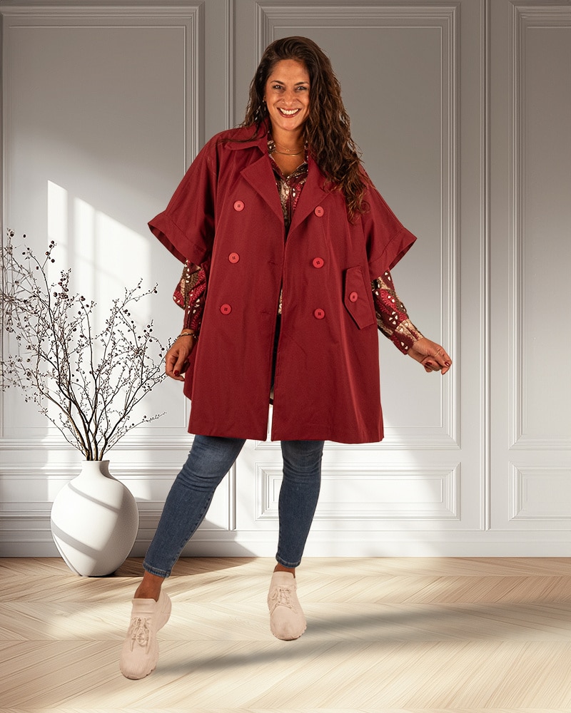 Bordeaux trenchcoat van Zeta Otto - Afbeelding 3