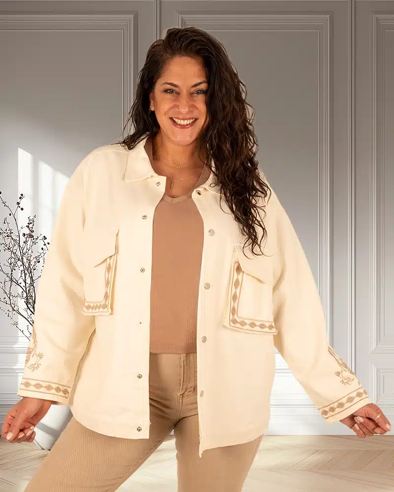 Lichtbeige jasje met borduur van Forza