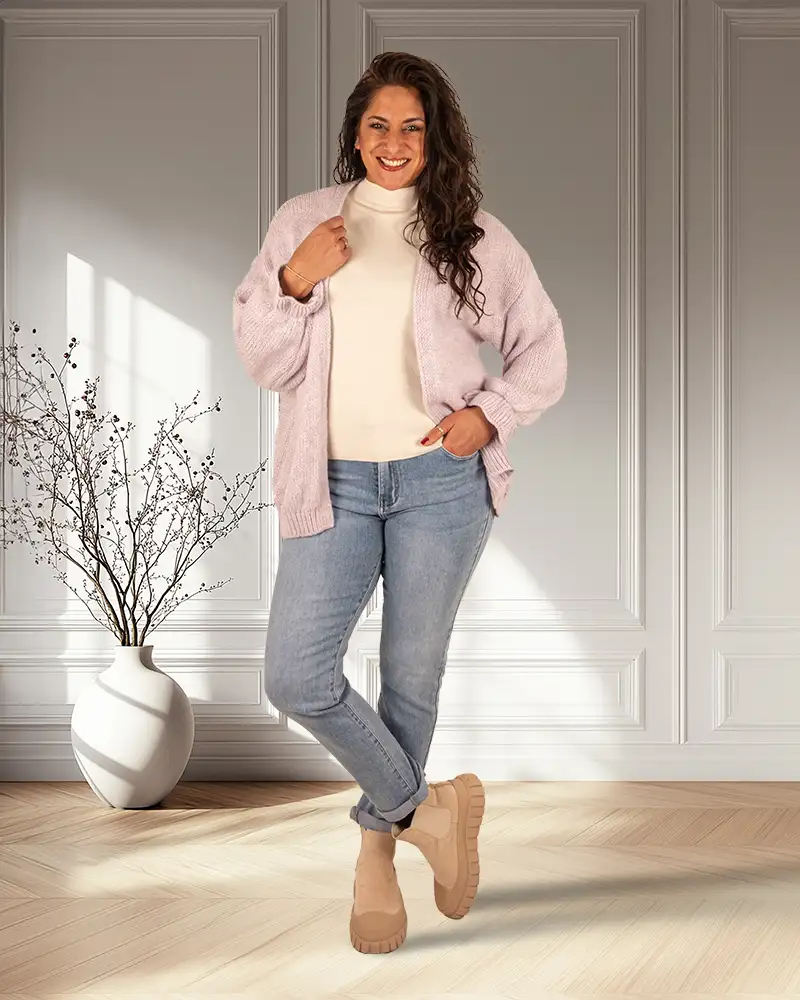 Lila gebreid vest van Gemma Ricceri - Afbeelding 2