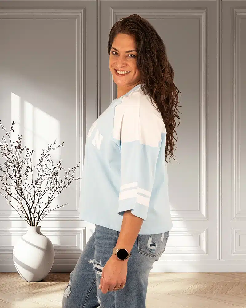 Lichtblauw/wit shirt "Boston" van Feelkoo - Afbeelding 3