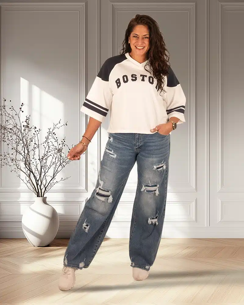 Wit/donkerblauw shirt "Boston" van Feelkoo - Afbeelding 2