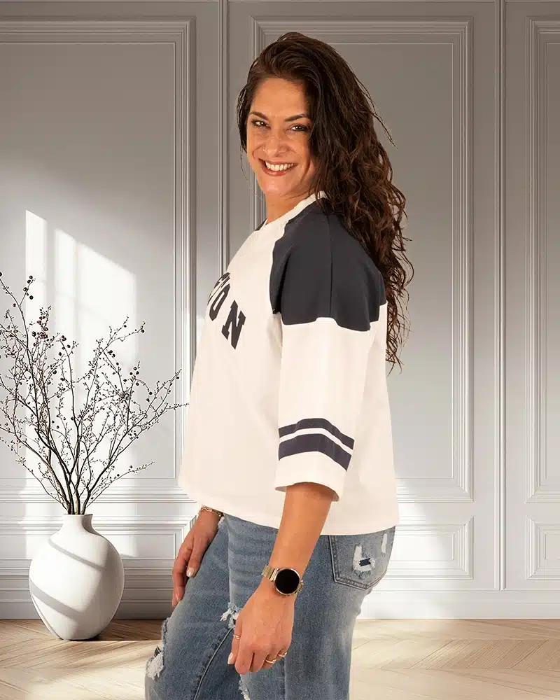 Wit/donkerblauw shirt "Boston" van Feelkoo - Afbeelding 3