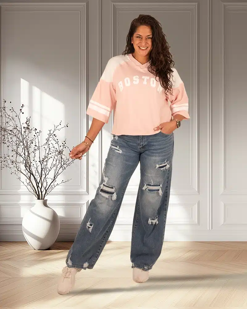 Oudroze/wit shirt "Boston" van Feelkoo - Afbeelding 2