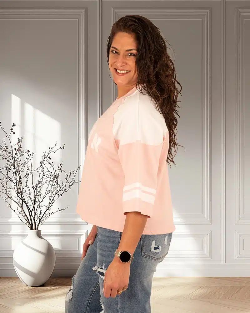 Oudroze/wit shirt "Boston" van Feelkoo - Afbeelding 3