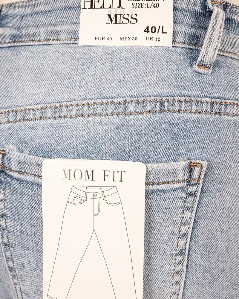 Light blue high waist mom jeans strass van Hello Miss - Afbeelding 5