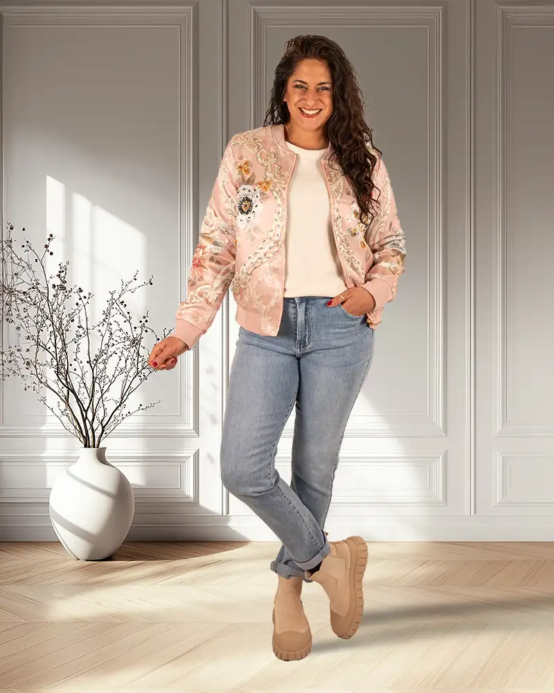 Lichtbeige trui met vleermuismouw van Gemma Ricceri - Afbeelding 5