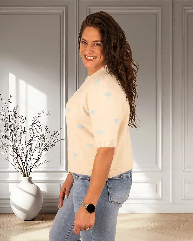 Beige vest hartjes van Gemma Ricceri - Afbeelding 3