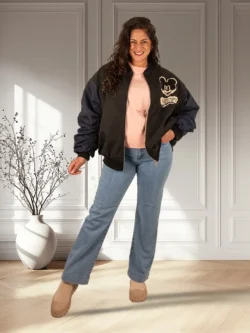 Donkerblauw/zwart bomberjack Mickey van SensUniq - Afbeelding 3