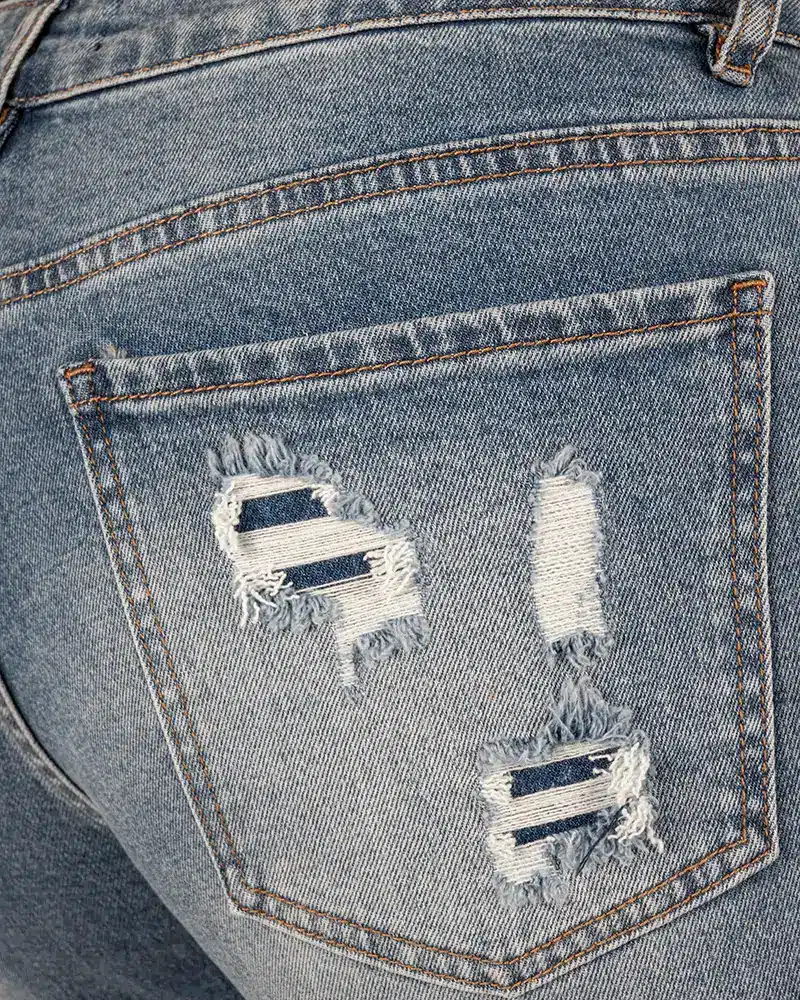 Blue destroyed wide leg jeans van Laulia - Afbeelding 5