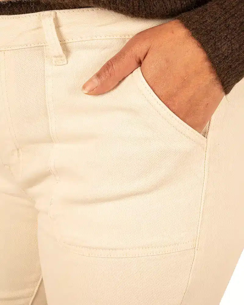 Lichtbeige wide leg jeans van Miss Bon - Afbeelding 6