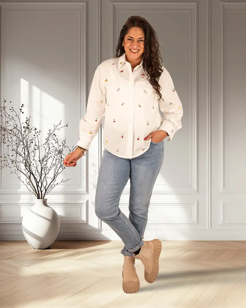 Witte blouse met strass van Gemma Ricceri - Afbeelding 2