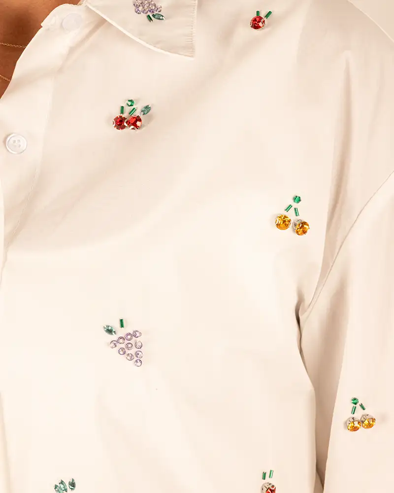 Witte blouse met strass van Gemma Ricceri - Afbeelding 5