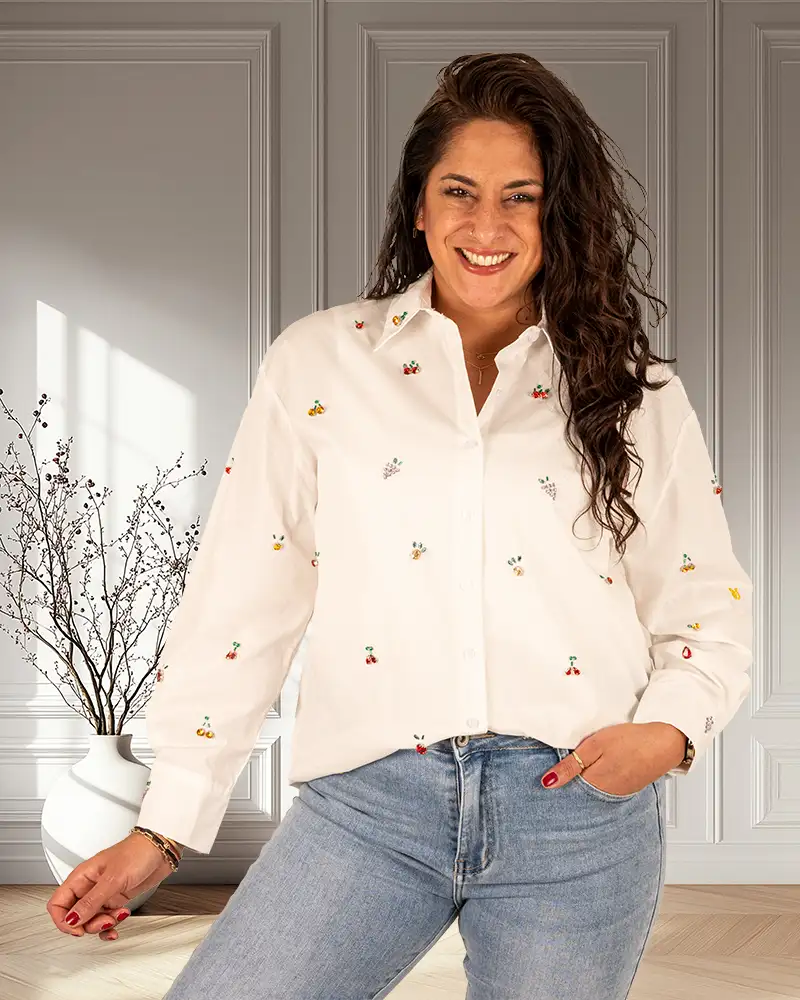 Witte blouse met strass van Gemma Ricceri - Afbeelding 3