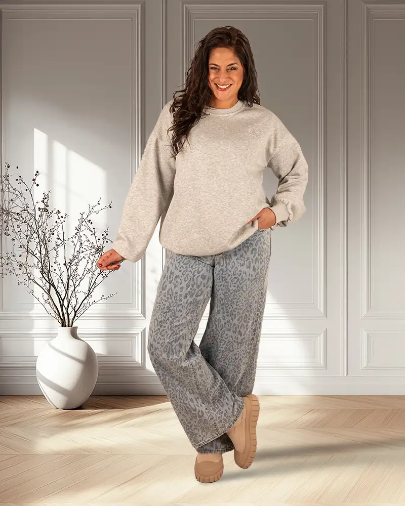 Lichtgrijze sweater "Alo" van El-Vita - Afbeelding 2