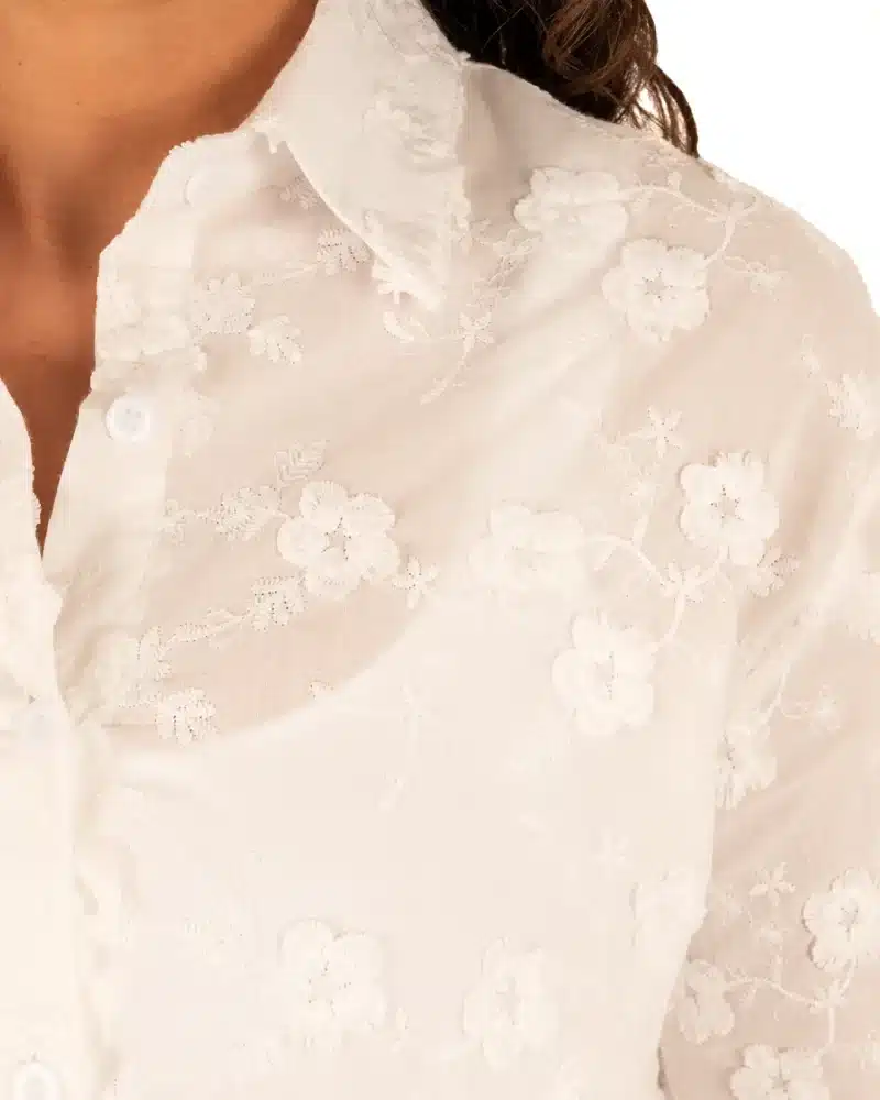 Witte blouse bloemen van By Clara - Afbeelding 4