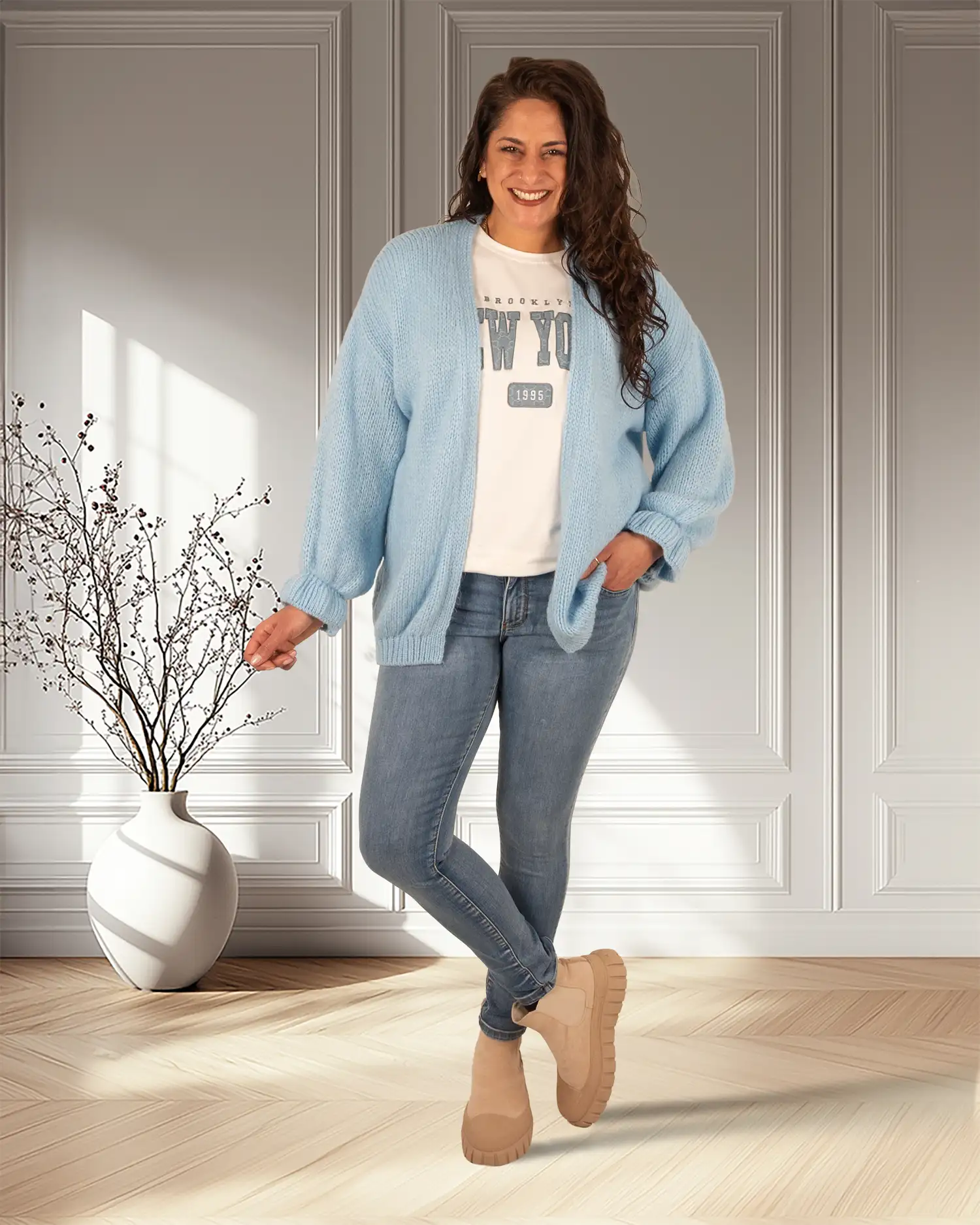 Mid blue skinny push-up jeans van Toxik