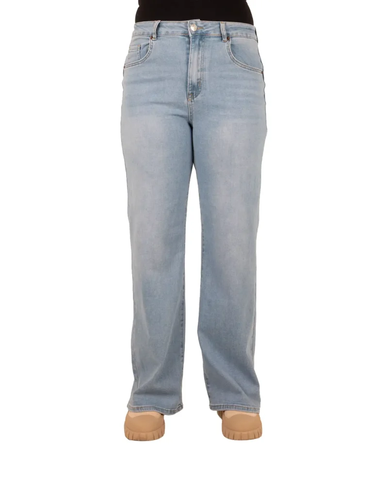 Mid blue high waist wide leg jeans van Norfy - Afbeelding 4
