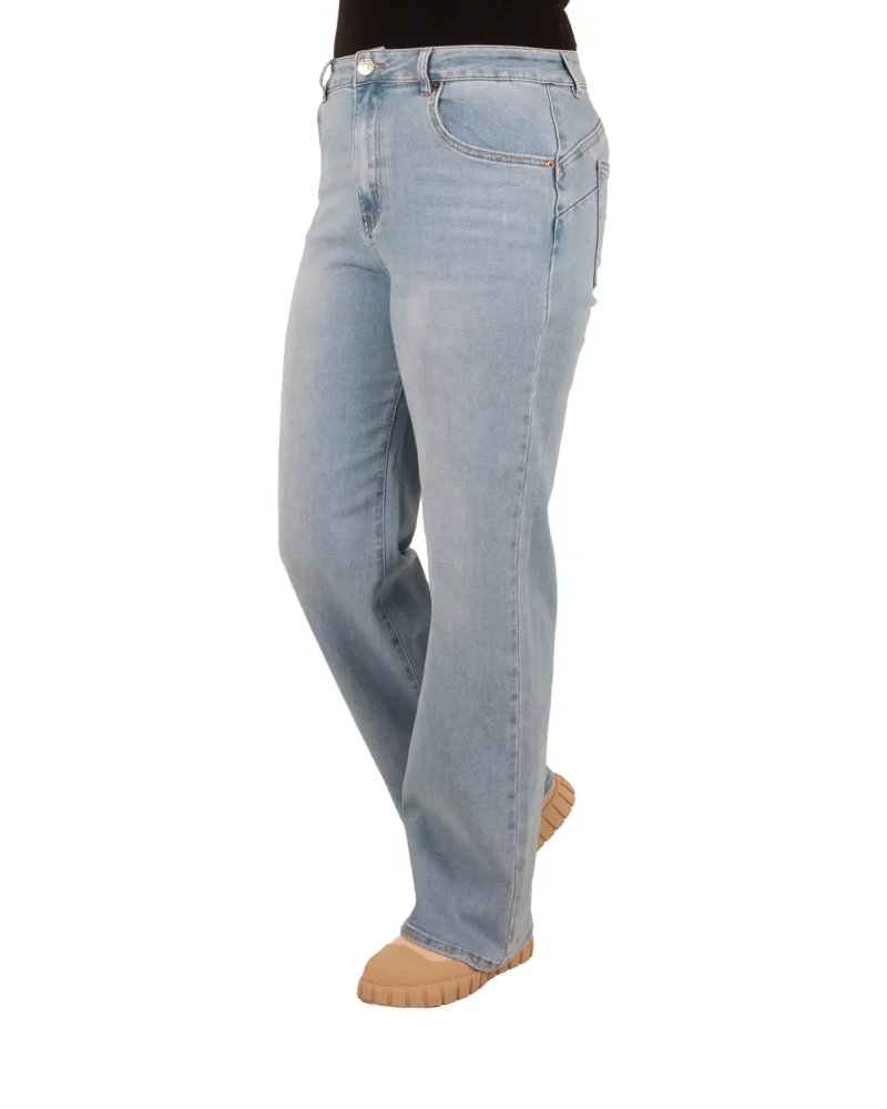 Mid blue high waist wide leg jeans van Norfy - Afbeelding 2