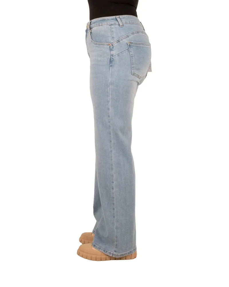 Mid blue high waist wide leg jeans van Norfy - Afbeelding 3