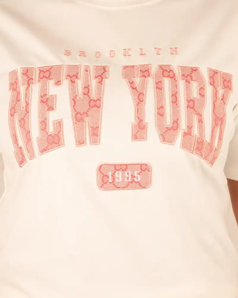 Off-white shirt roze "New York" print van Moocci - Afbeelding 3