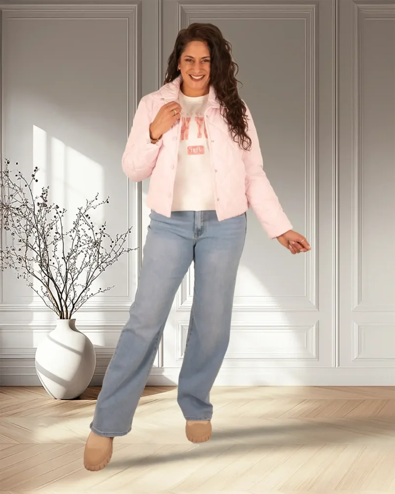 Mid blue high waist wide leg jeans van Norfy
