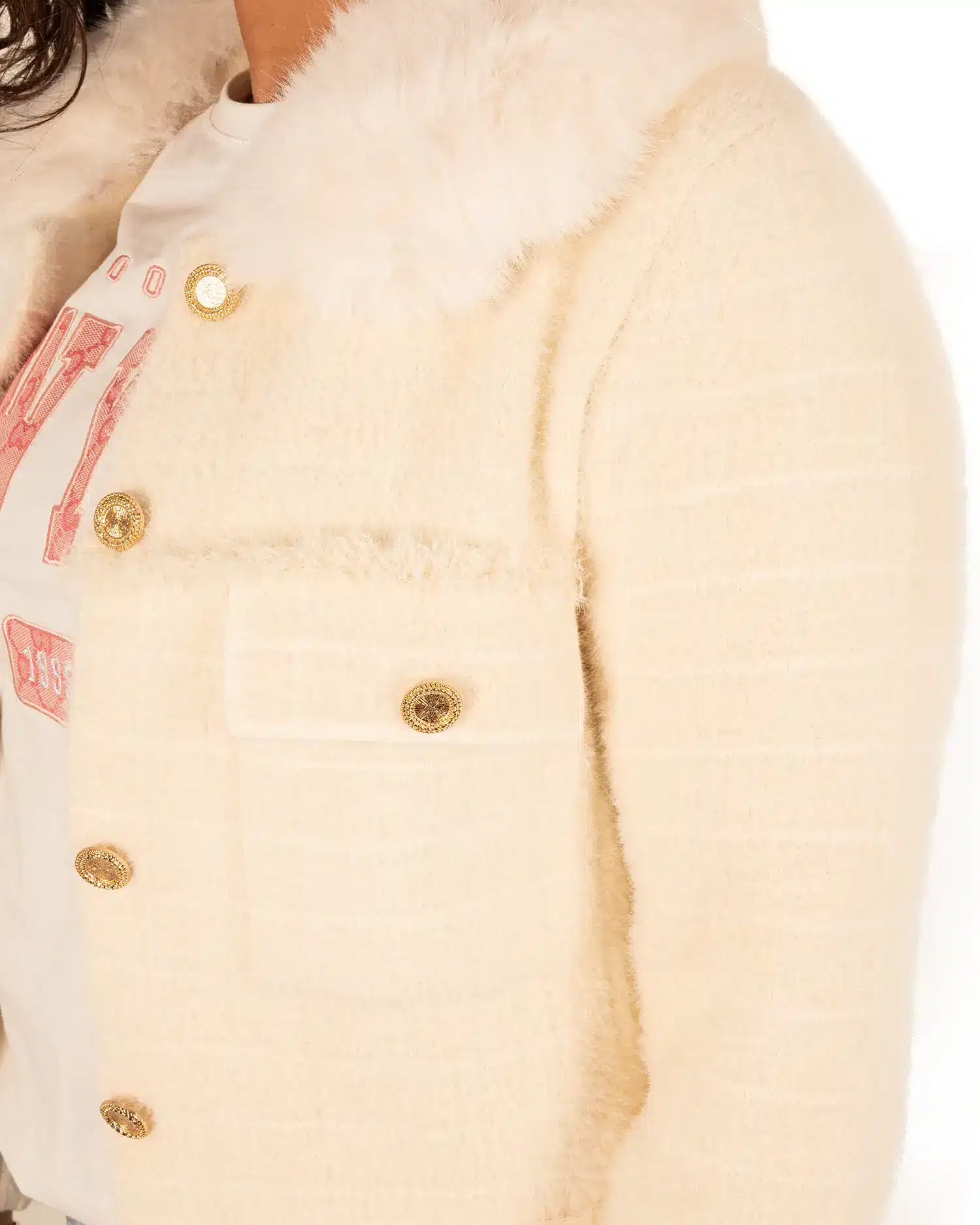 Lichtbeige zacht jasje van Azaka - Afbeelding 5