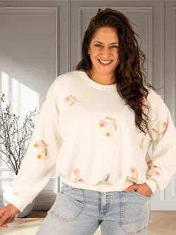 Ecru sweater flowers van Gemma Ricceri