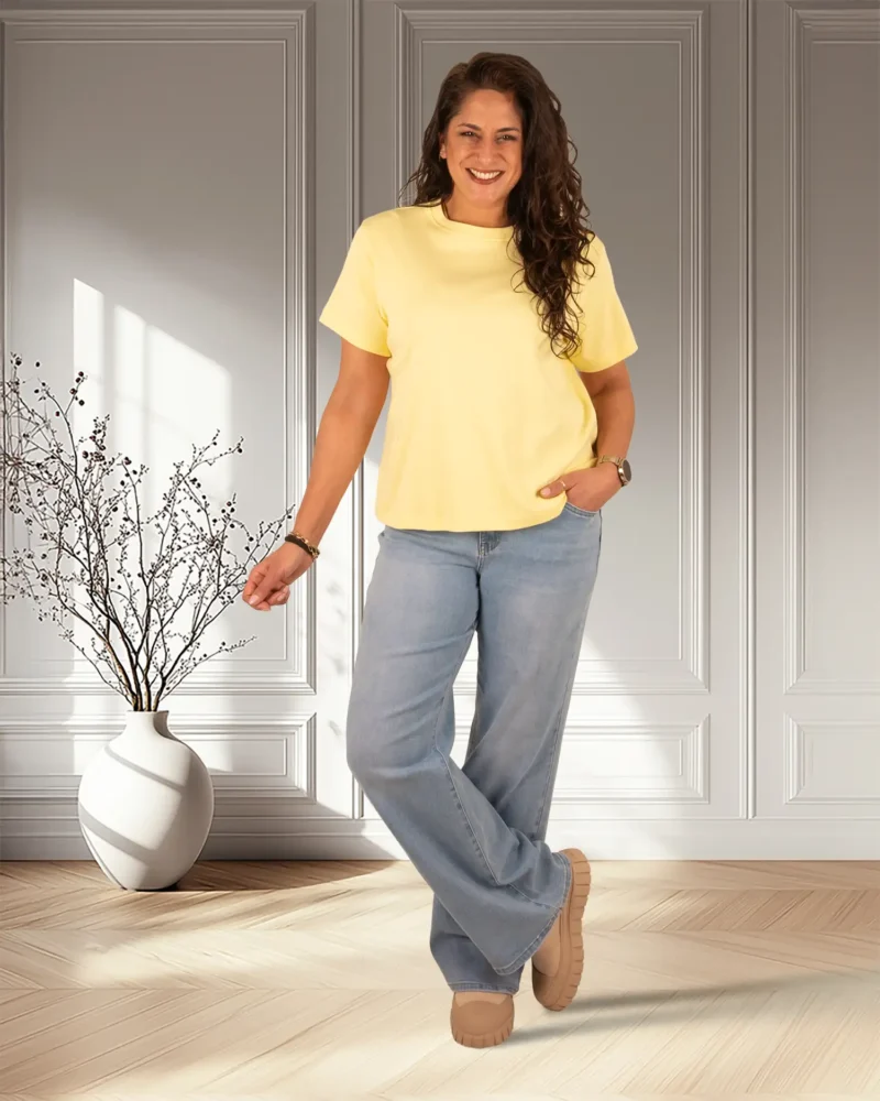 Mid blue high waist wide leg jeans van Norfy - Afbeelding 6