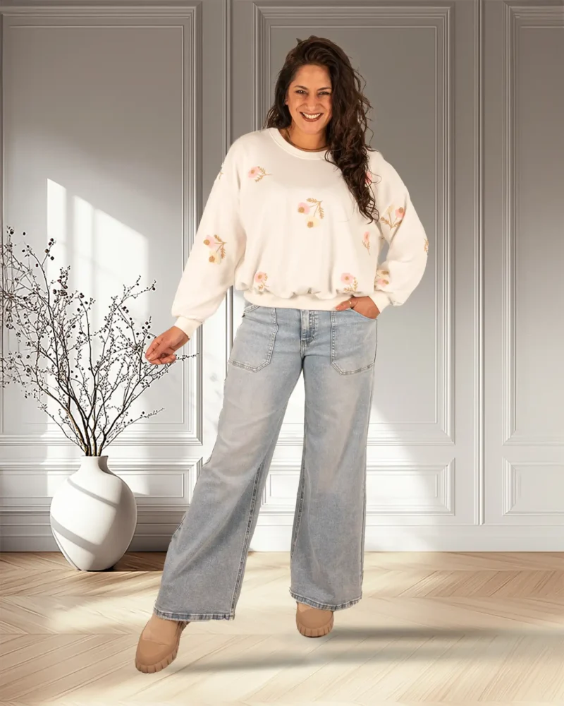 Ecru sweater flowers van Gemma Ricceri - Afbeelding 2
