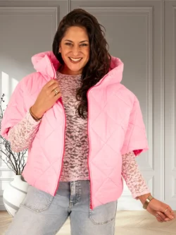 Roze bodywarmer met capuchon van J&L